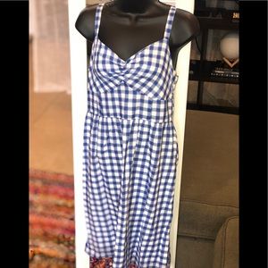 Blue and white gingham dress